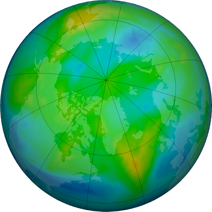 Arctic ozone map for 07 November 2015